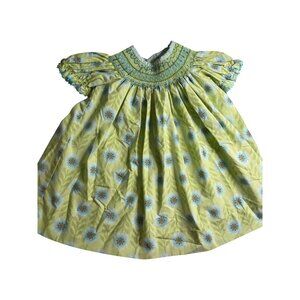 SHRIMP & GRITS Kids Girls Green Smocked Bishop Dress12m